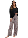 Black Leopard Print High Waist Graphic Pajama Set