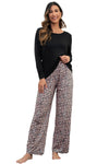 Black Leopard Print High Waist Graphic Pajama Set