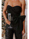 Bow Sequin Wide Leg Jumpsuit