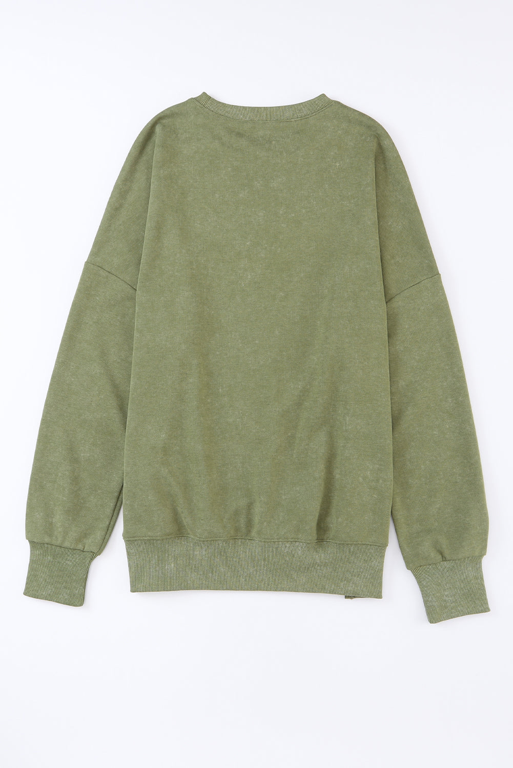 Green Plain Drop Shoulder Ribbed Trim Oversized Sweatshirt