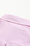 Pink Striped Pocket Button Up Plus Size Shirt