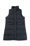 Coffee Quilted Pocketed Long Puffer Vest Coat