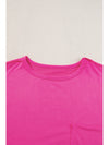 Bright Pink Patched Pocket Exposed Seam Oversized T Shirt