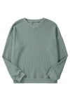 Clearly Aqua Waffle Knit Drop Shoulder V Neck Top