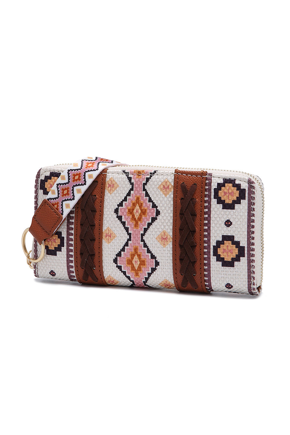 Ashleigh Blue Geometric Print PU Leather Wristlet Wallet