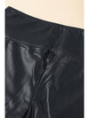 Black Piping Trim Sleek Leather High Waist Leggings