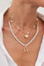 Gold Bow and Heart Pendant Pearl Chain Necklace Set