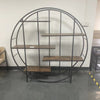 Round 5-Tier Metal Plant Stand bookcase storage rack, Indoor Living Room Terrace Garden Balcony Display Stand. Rustic Brown, 67'' W x 11.8'' D x 67'' H.