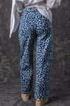 Khaki Leopard Print Drawstring Waist Pocketed Wide Leg Jeans