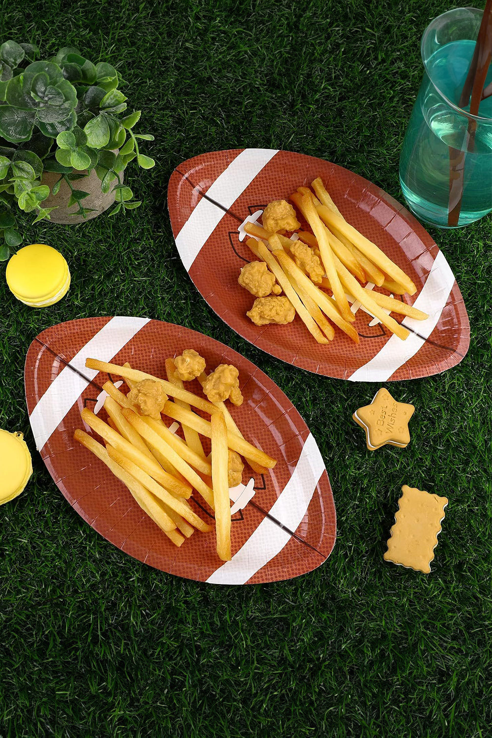 Chestnut Game Day Rugby Shape Disposable Paper Plates