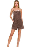 Zenana Washed Linen Knot Strap Rompers