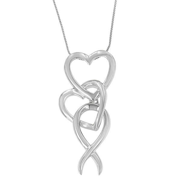 Haus of Brilliance .925 Sterling Silver Double-Heart Pendant Necklace