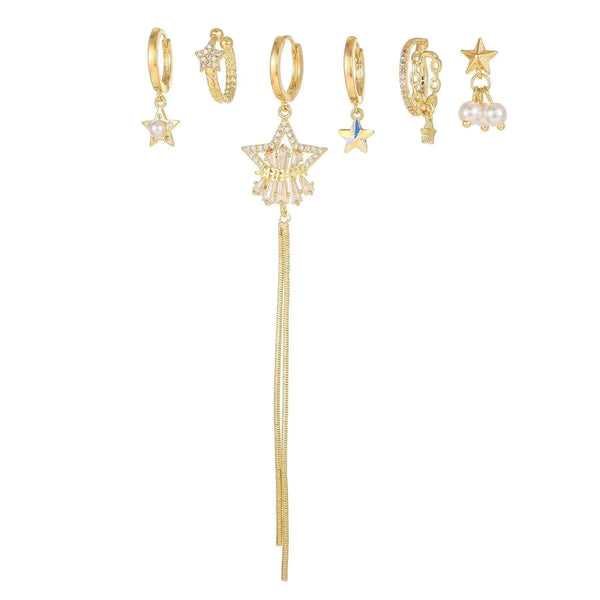 5 Pieces Starry Pearl Elegance Earring Set