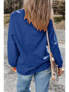 Dark Blue GAME DAY Glitter Detail Graphic Drop Shoulder Sweatshirt