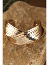 Gold Textured Crossover Metal Cuff Wide Bracelet