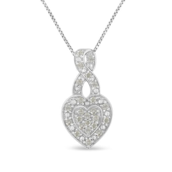 Haus of Brilliance .925 Sterling Silver 1/3 Cttw Diamond Halo Heart Pendant Necklace