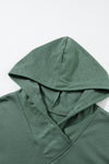 Parchment Textured Splicing Sleeve Raw Hem Hoodie