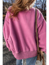 Bright Pink Sherpa Seamed Drop Shoulder Oversized Sweatshirt