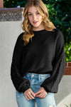 Black Chunky Knit Sleeve Drop Shoulder Sweater