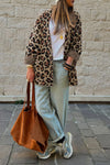 Brown Leopard Open Front Fuzzy Cardigan