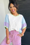 White Colorblock Patchwork Oversized T Shirt