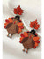 Racing Red Thanksgiving Turkey Maple Leaf Dangle Earrings