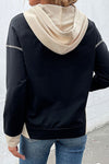 Black Contrast Trim Kangaroo Pocket Hoodie