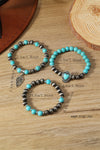 Turquoise Geometric Pendant Heart Beaded Bracelet Set