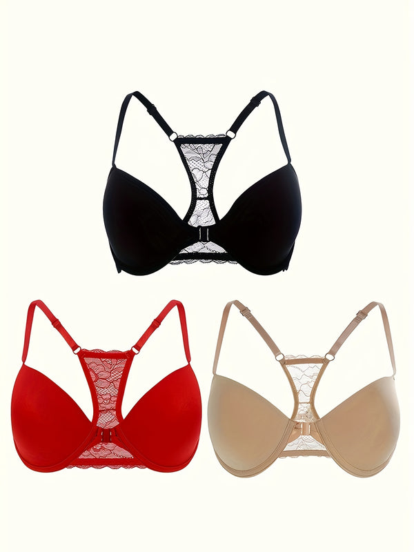 3pcs Ultra-Soft Lace Push Up Bras Set