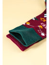 Racing Red Christmas Cartoon Pattern Color Block Tube Socks