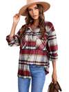 Brown Plaid Button Up Long Sleeve Flannel Shacket