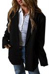 Black Lapel Flap Pocket Buttoned Blazer