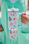 Light Blue Beach Fun Pattern Cup with Handle 40oz