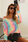BiBi Tie Dye French TerryLong Sleeve Knit Top