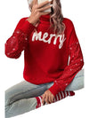 Racing Red Merry Graphic Sequin Sleeve Christmas Sweater