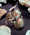 Double Up Blue Turquoise and Black Onyx Golden Ring