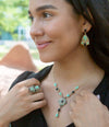 Double Up Blue Turquoise and Black Onyx Golden Ring