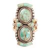 Double Blue Turquoise Golden Shield Ring