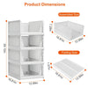 4 Packs Plastic Storage Box Closet Organizer Foldable Storage Bin Stackable Drawer with Slide Rail Push-Pull Storage Basket for Living Room Bedroom Wardrobe White