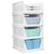 4 Packs Plastic Storage Box Closet Organizer Foldable Storage Bin Stackable Drawer with Slide Rail Push-Pull Storage Basket for Living Room Bedroom Wardrobe White