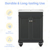 24" Modern Sleek Bathroom Vanity Elegant Ceramic Sink with Solid Wood Frame, Adjustable Shelf
