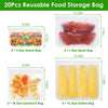 20Pcs Reusable Food Storage Bags 5 Sandwich Snack Gallon Quart Bag Leakproof B PA F ree Food Container Freezer Safe Lunch Bag