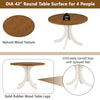 TOPMAX Mid-Century Solid Wood 5-Piece Round Dining Table Set, Kitchen Table Set with Upholstered Chairs for Small Places, Walnut Table+Beige Chair (old sku:SH000226AAD)