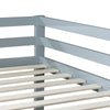 Solid Wooden , Solid Rubber Wooden Twin over Twin Floor Bunk Bed with Ladder ,Upper and Bottom Bed Platforms crafted with Strengthened Slats ,Grey