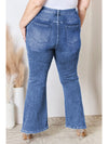 Blue Plus Size Exposed Seam High Waist Flare Jeans