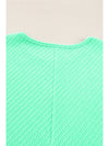 Mint Green Textured Batwing Sleeve Tee & Wide Leg Pants Plus Size Set