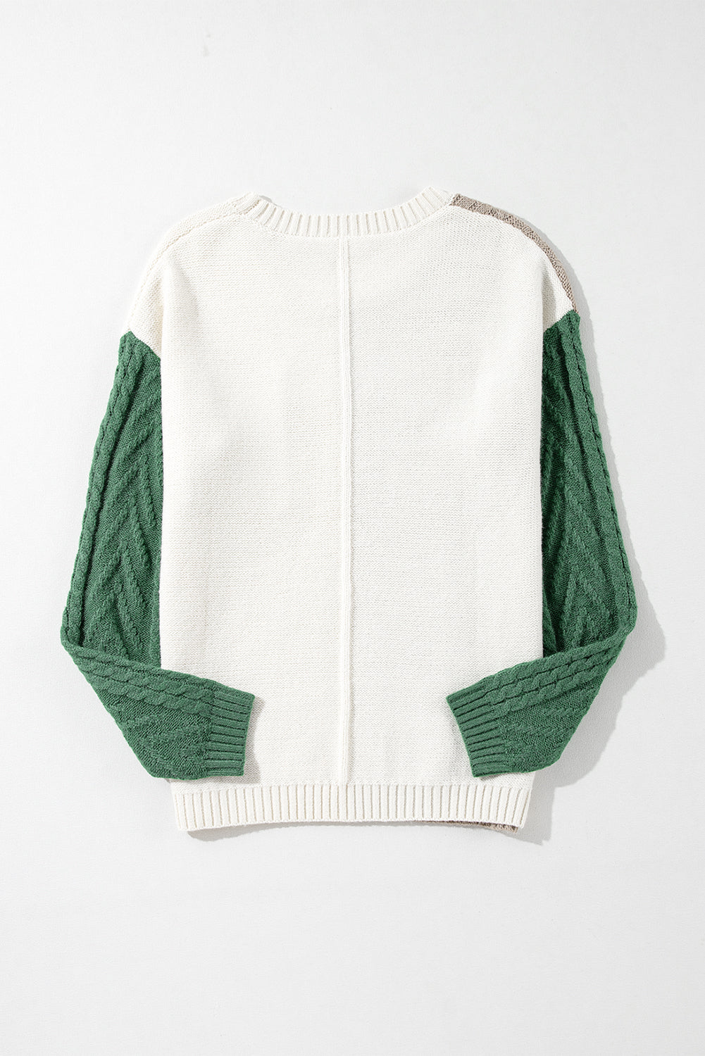 Rose Tan Colorblock Pocket Drop Shoulder Sweater