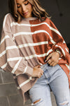 Contrast Striped Print Oversized Dropped Shoulder Top