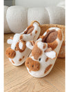 Coffee Plush Cartoon Cow Thermal Home Slippers