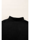 Black Zip-up Stand Neck Kangaroo Pocket Sweatshirt